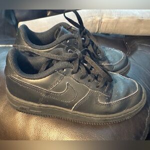 Nike Black Leather Sneakers toddler Air Force 1s ones size 13 C leather
